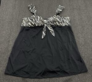 Catherines Womens Black & White One Piece Swim Suit Dress Plus Size 24W